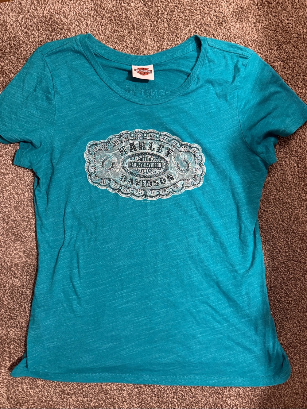 Harley-Davidson Turquoise Embellished Logo Tee
